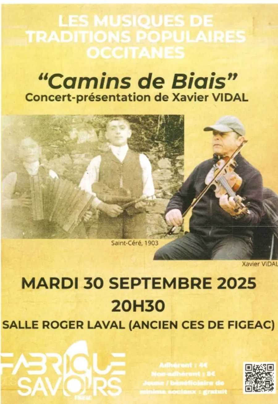 Concert-présentation de Xavier-Vidal à Figeac, Camins de biais