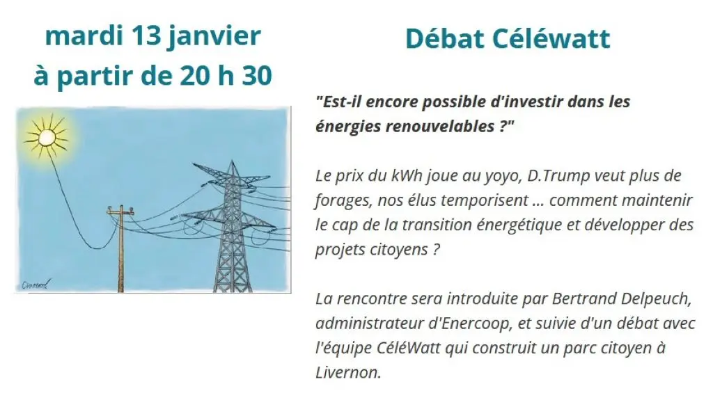 Soirée-débat Céléwatt au Caf'Causse d'Assier