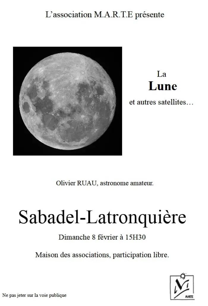 Conférence à Sabadel Latronquière : la lune et autres satellites