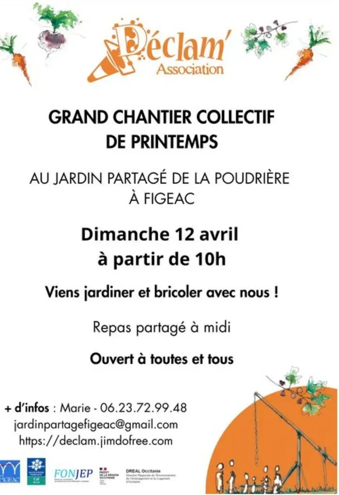 Grand chantier collectif de printemps au jardin partagé de la Poudrière à Figeac