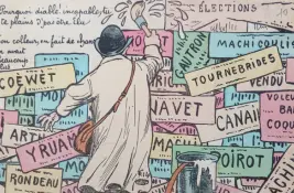 Carte postale représentant un colleur d’affiche, circa 1900