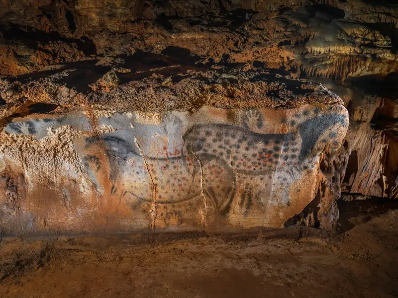 Chevaux ponctués - vue large - Grotte du Pech Merle