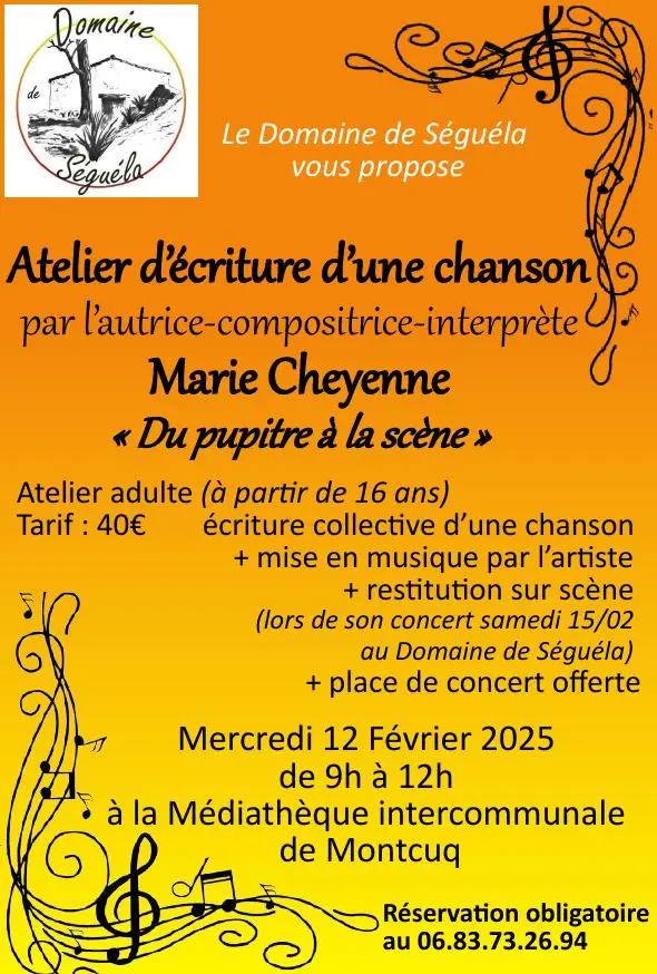 Flyer atelier d'écriture d'une chanson