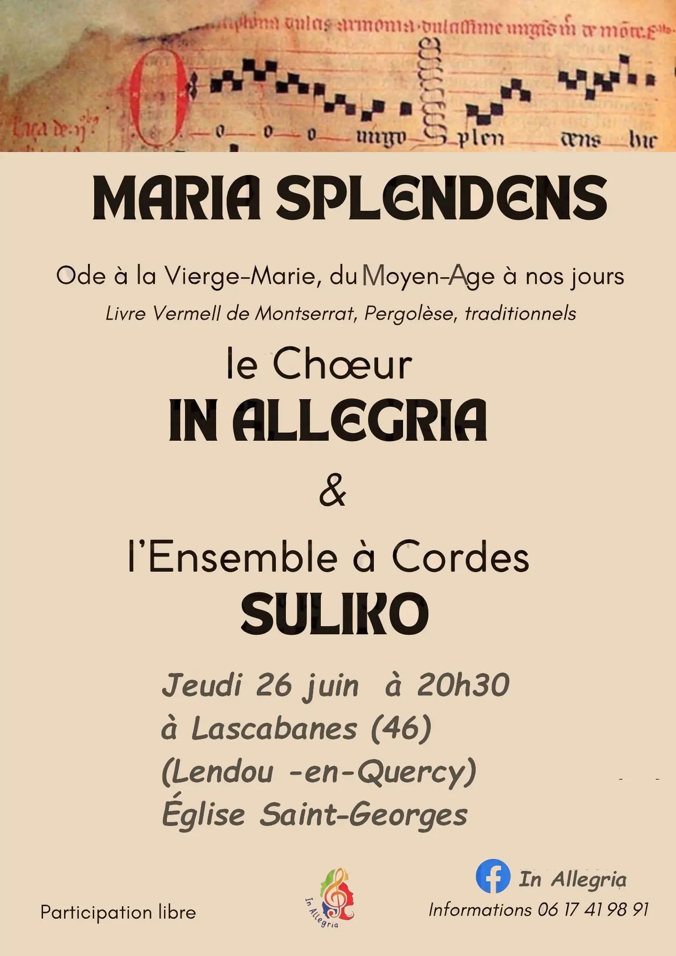 Maria splendens Affiche final Concert du 26 juin