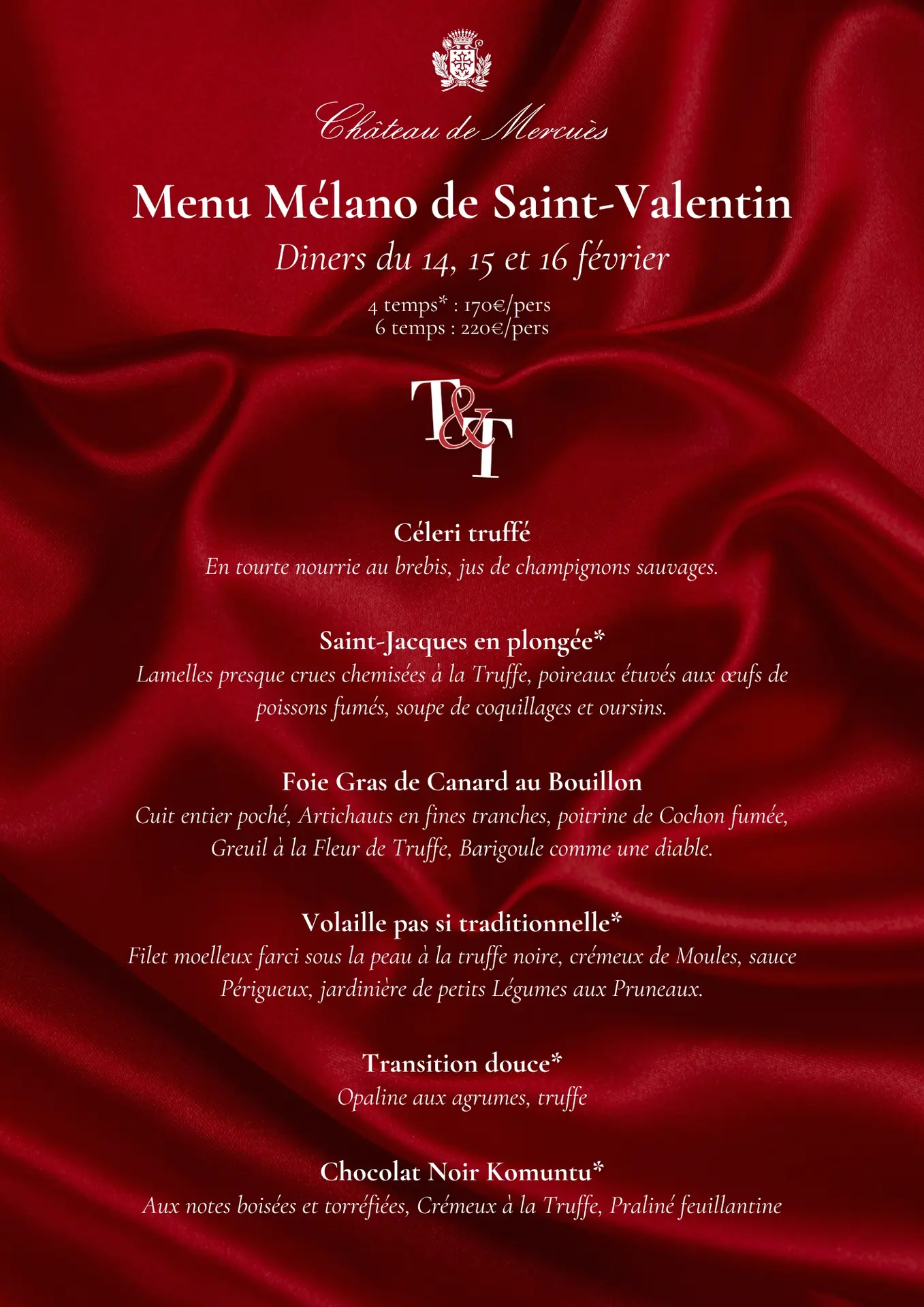 Menu Saint-Valentin Mercuès - 1