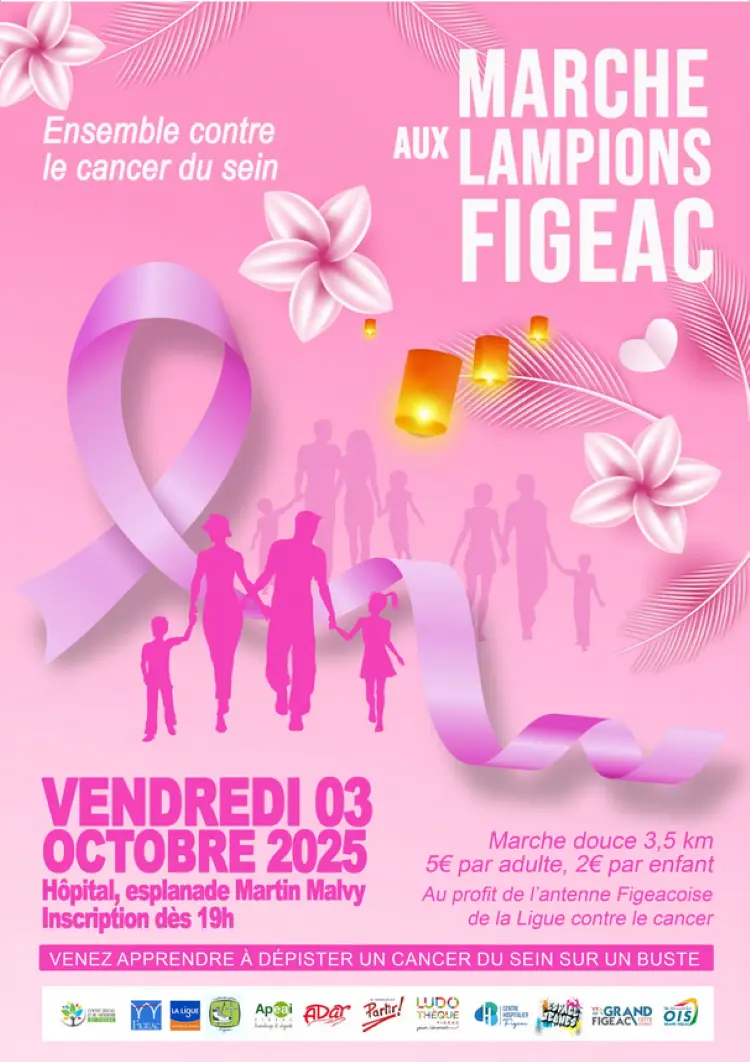 Octobre rose - marche rose aux lampions 2025 - Ville de Figeac