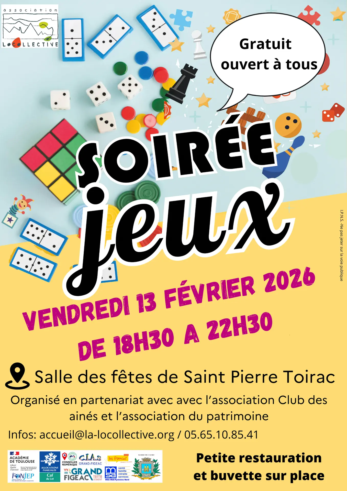 Soirée jeux de société - Soirée jeux St Pierre Toirac 2026