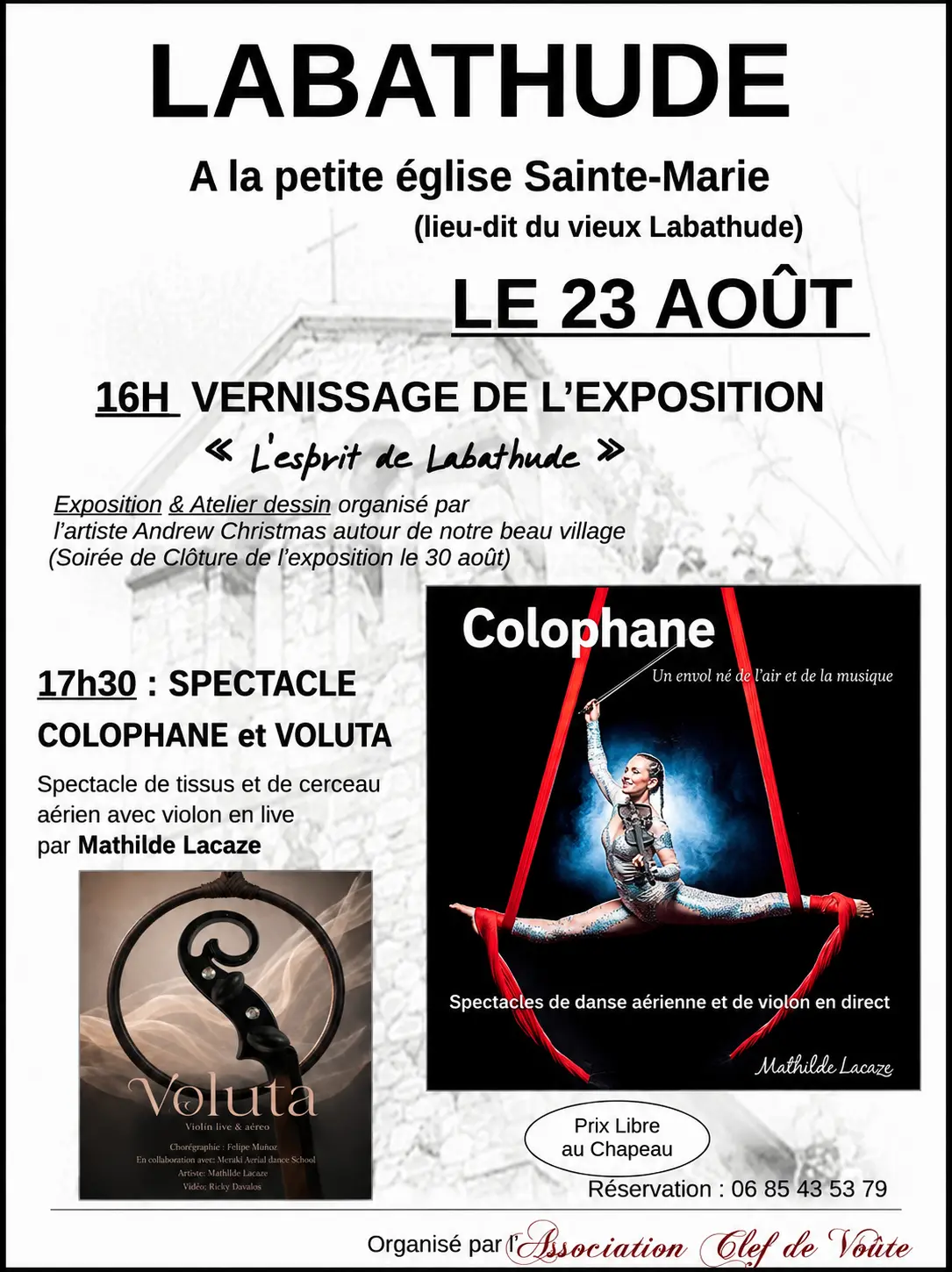 Vernissage de l'expo et spectacle Colophane et Voluta à Labathude