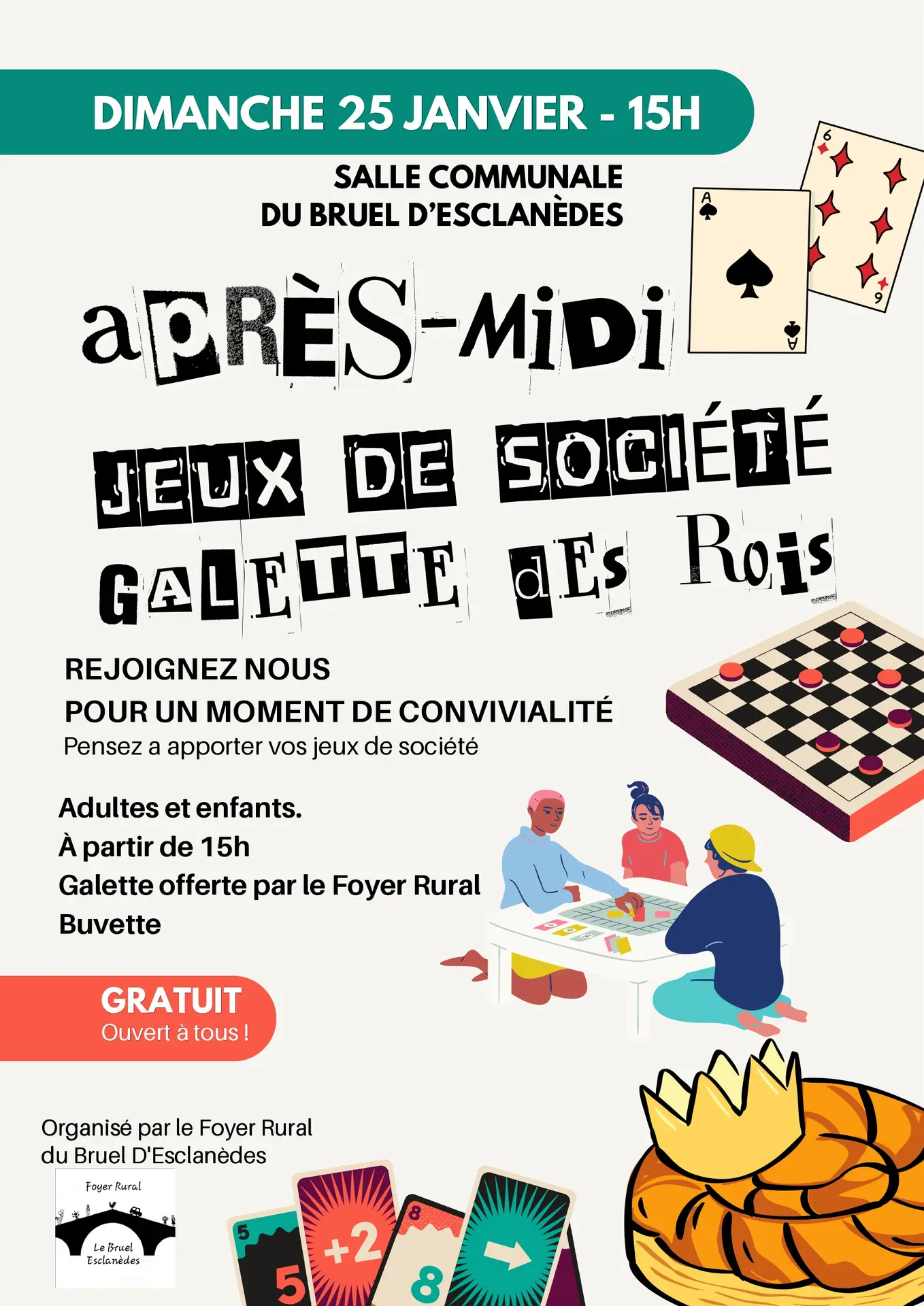 Affiche Soirée Jeux de Société Moderne Illustré Coloré