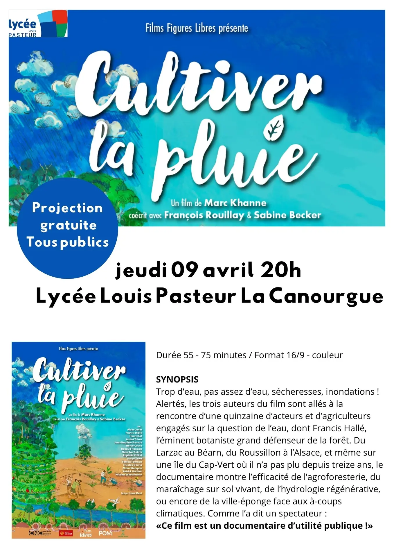 Affiche projection Cultiver la pluie - 1