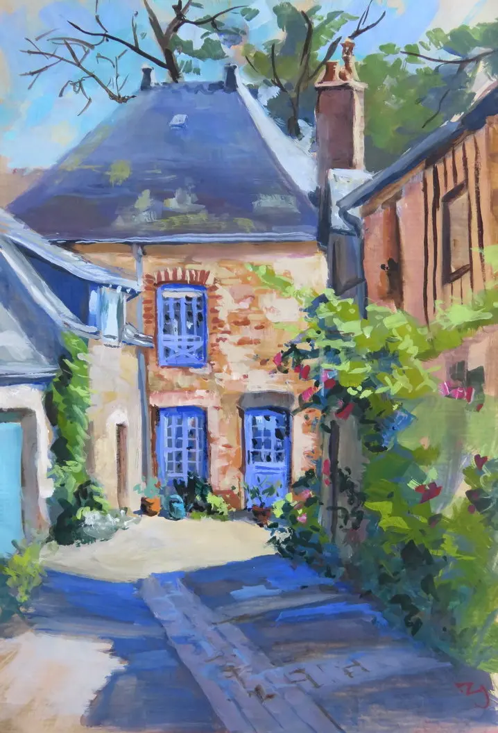 gouache ste suzanne sur papier kraft beige 20 30 2025