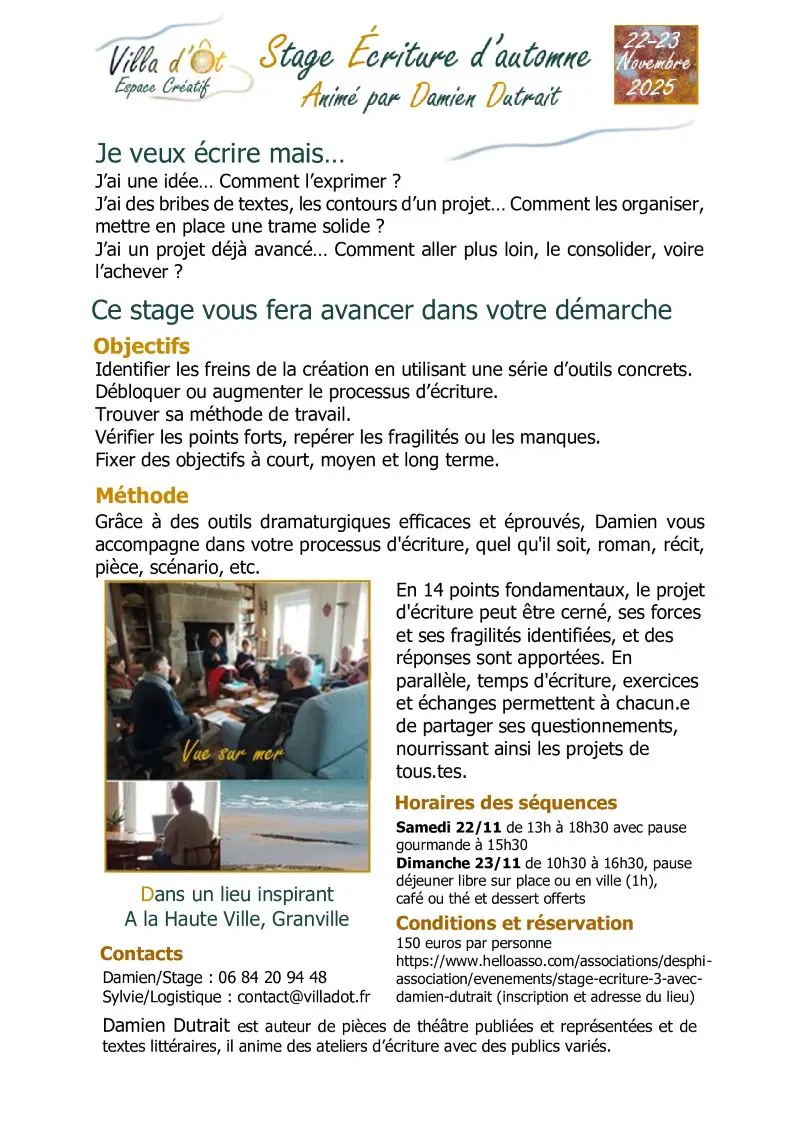 stage écriture d'automne 2025