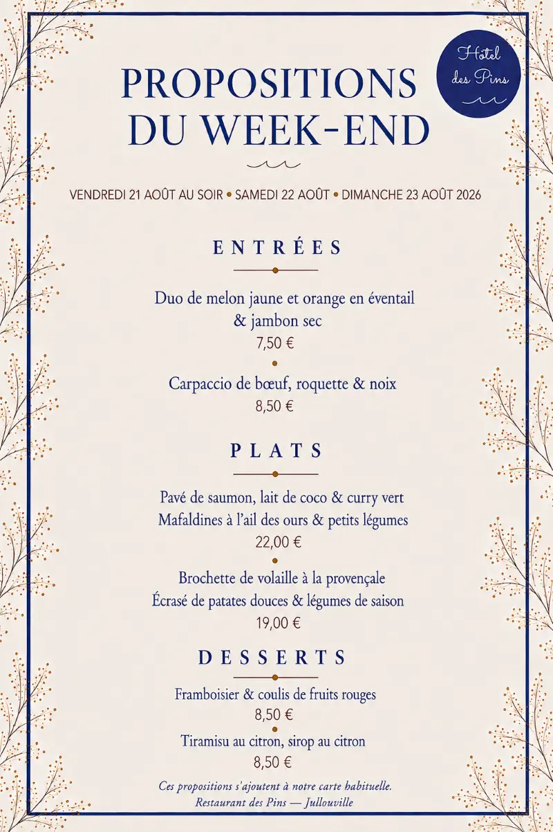 2026 - menu août