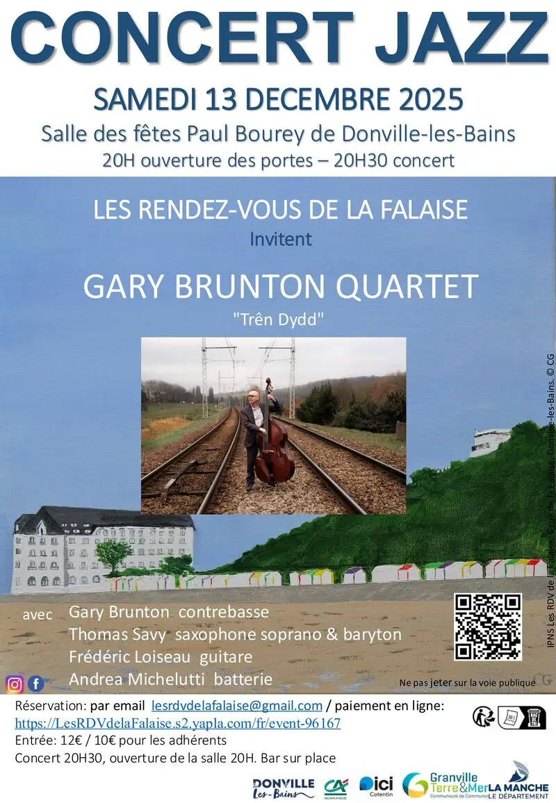 Concert jazz Gary Brunton Quartet Le Rendez-vous des falaises 13 Dec 2025 Donville-les-bains