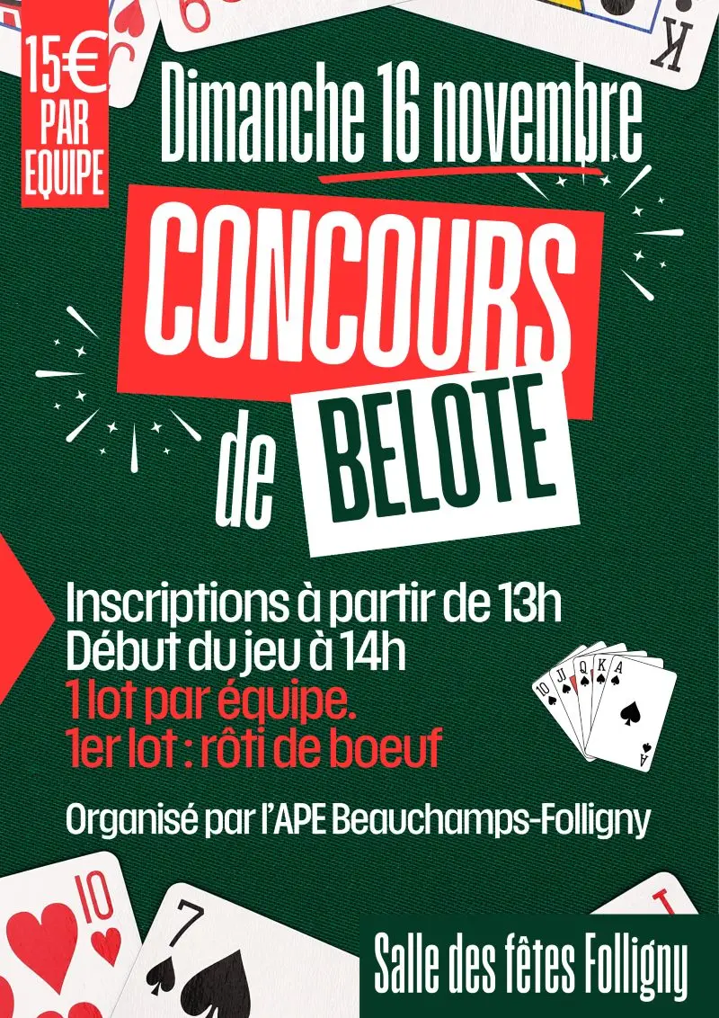 Concours de belote APE Beauchamps-Folligny 2025
