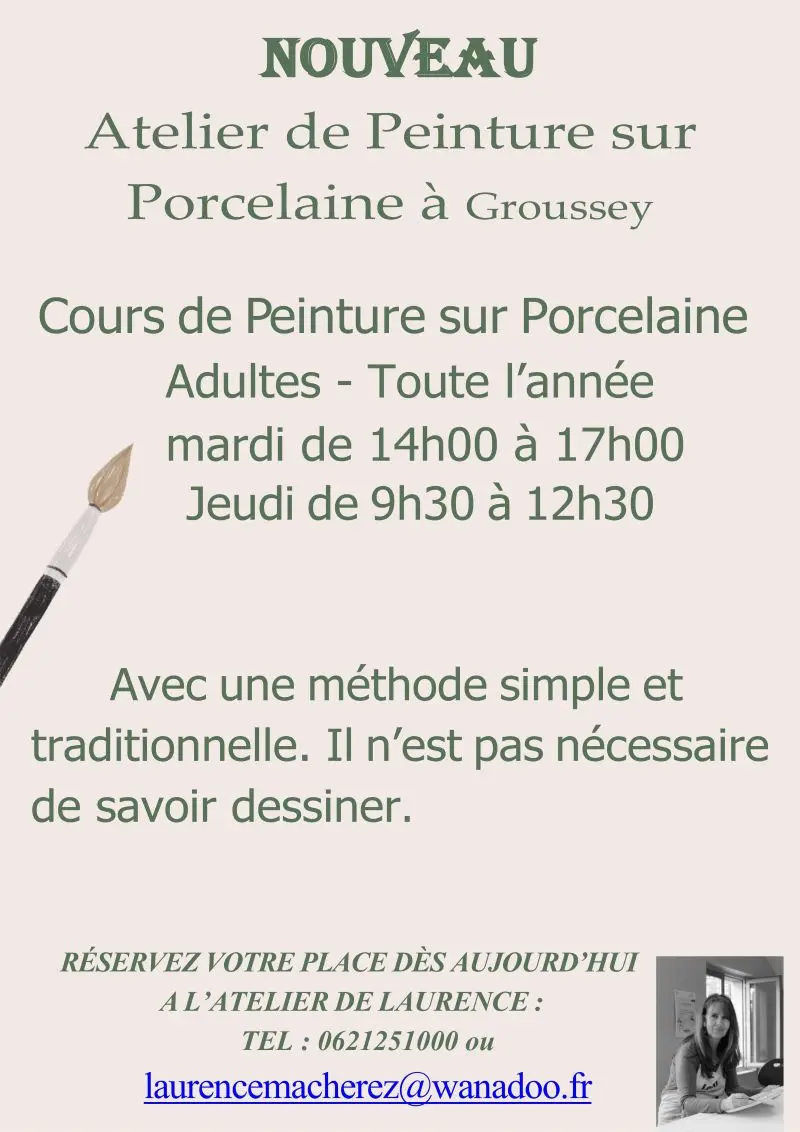L'atelier de Laurence COURS PEINTURE SUR PORCELAINE 2025 2026 Groussey Jullouville