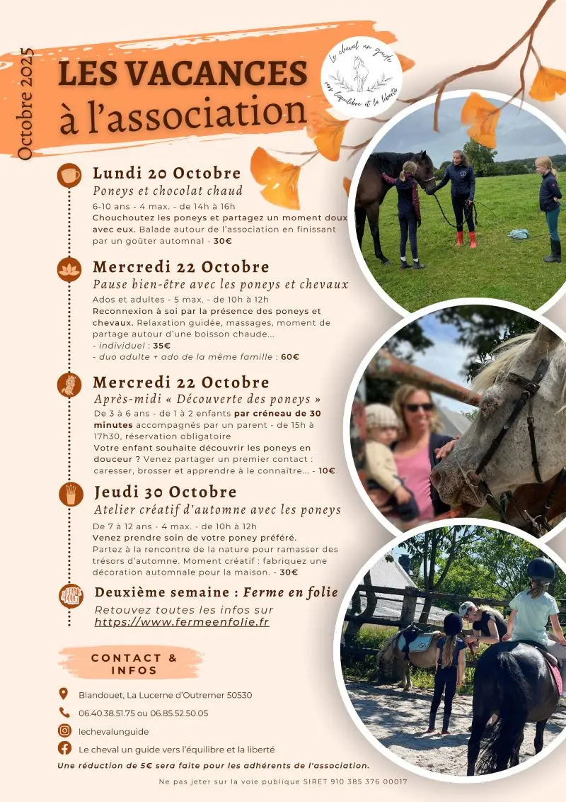 Le Cheval Un Guide programme vacances Toussaint 2025 La Lucerne d'outremer