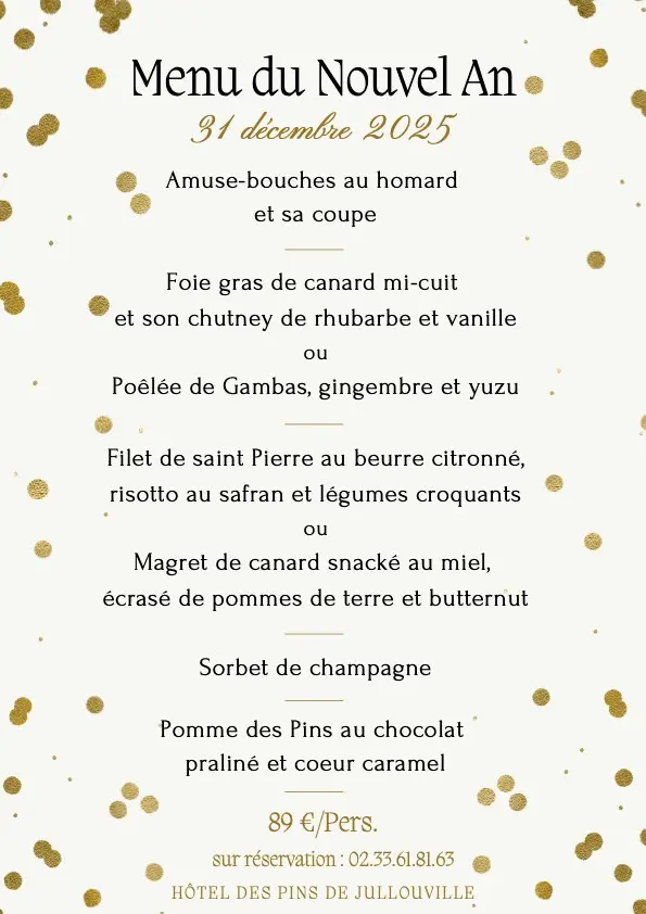 Menu Nouvel An 2025 Restaurant des Pins