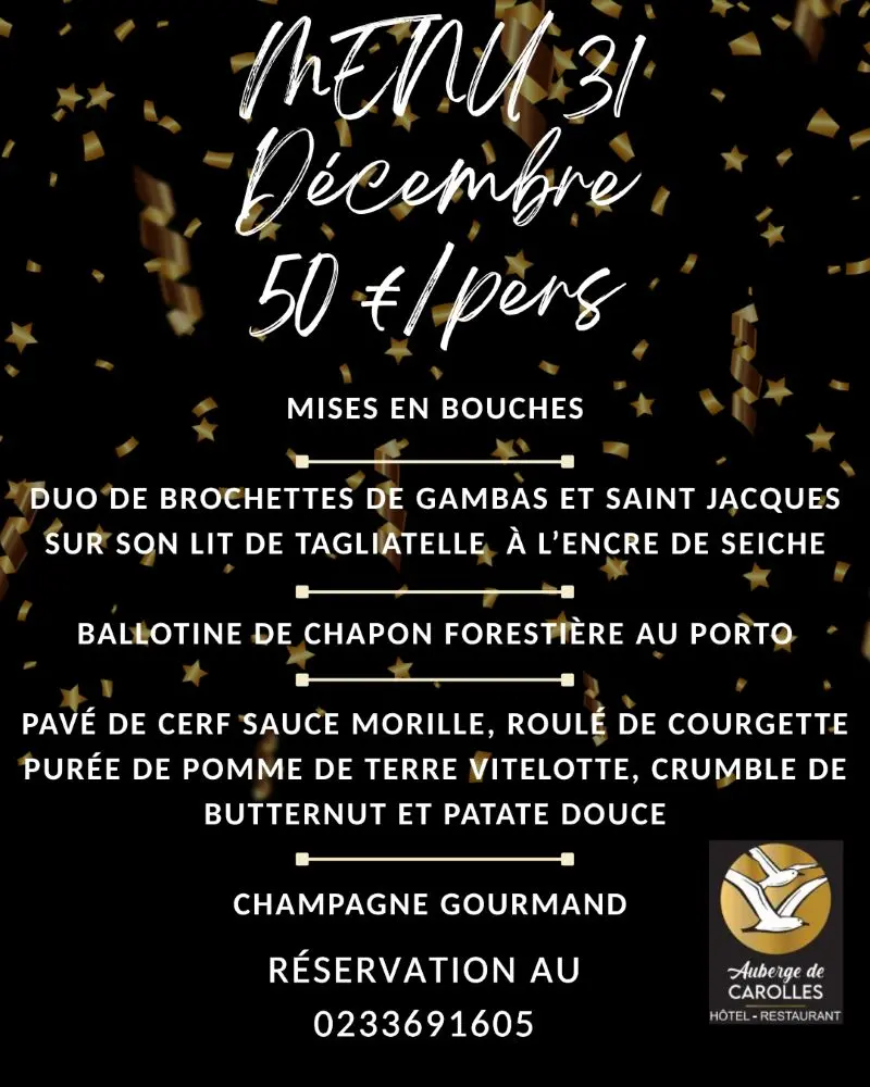 Menu nouvel an 2025 auberge de Carolles