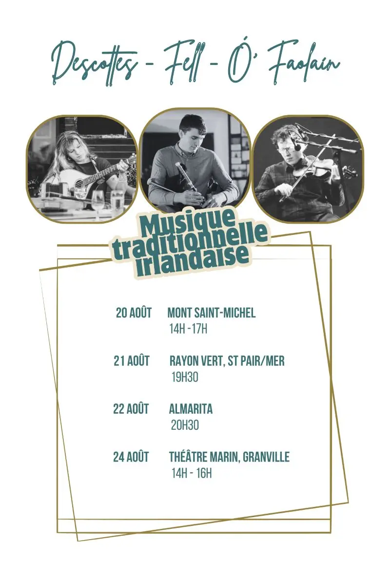 Trio irlandais Descottes Fell Ó'Faoláin concert Granville 2025