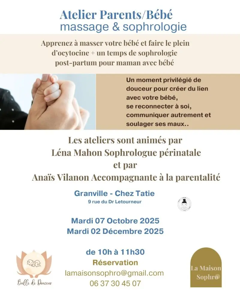 atelier parents bébé massage et sophrologie  Bulle de Douceur Granville 2025