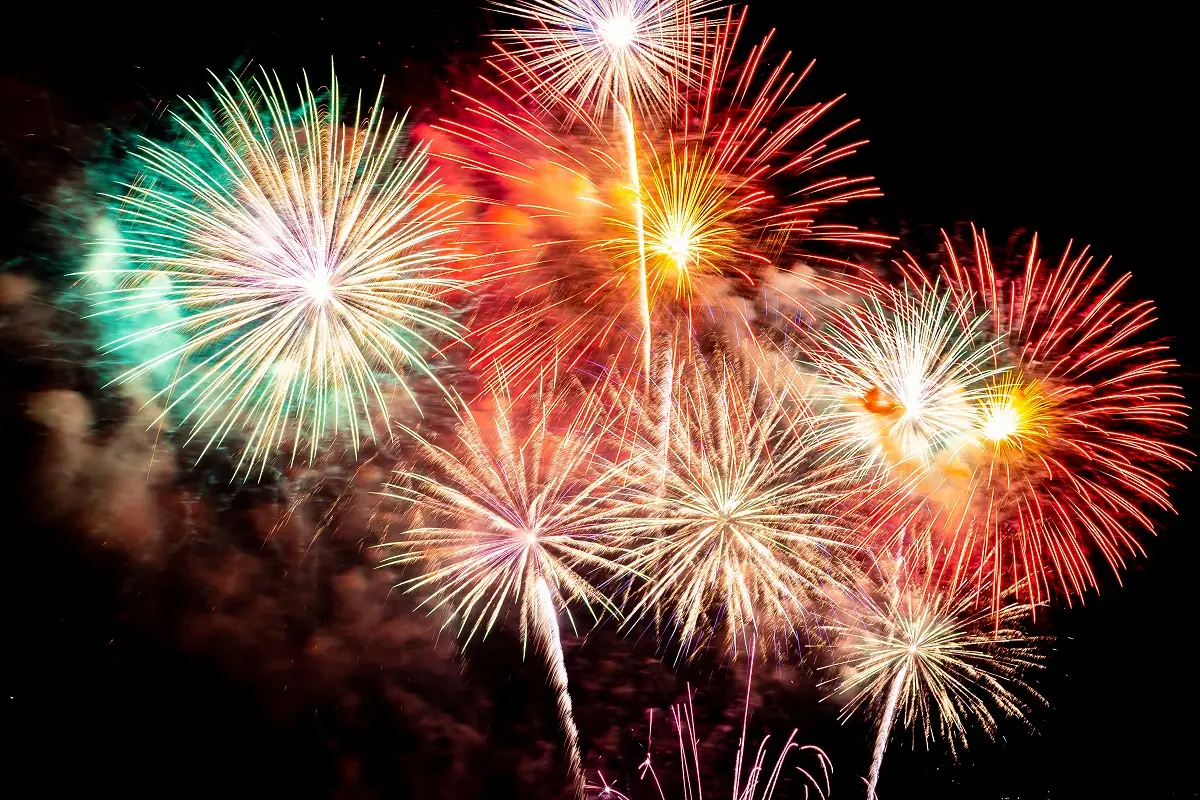 Beautiful colorful firework display at night for celebrate
