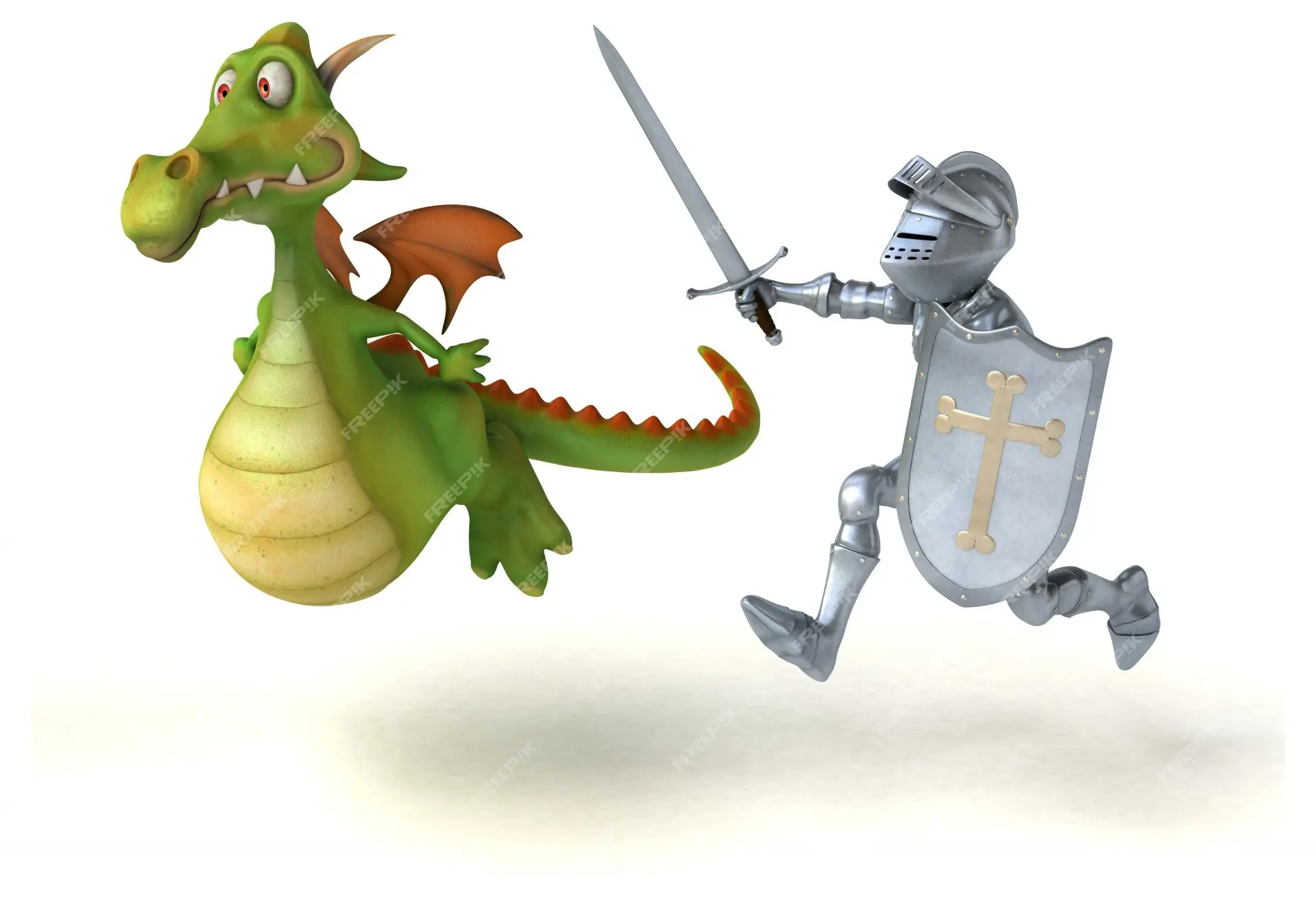 drole-dragon-3d-chasse-par-chevalier-armure_183364-37152
