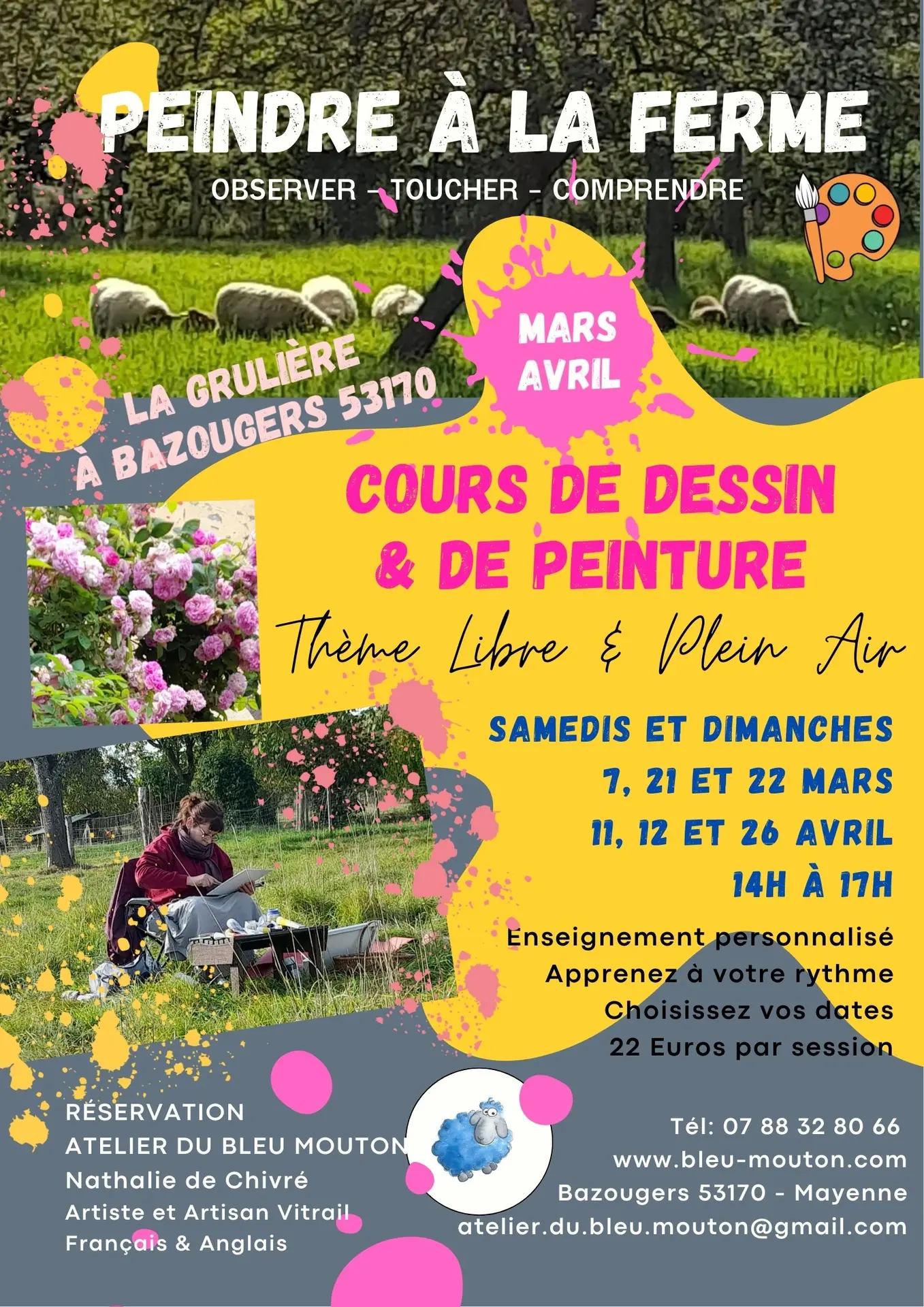 Peindre à la Ferme - Programme Mars et Avril - Atelier du Bleu Mouton