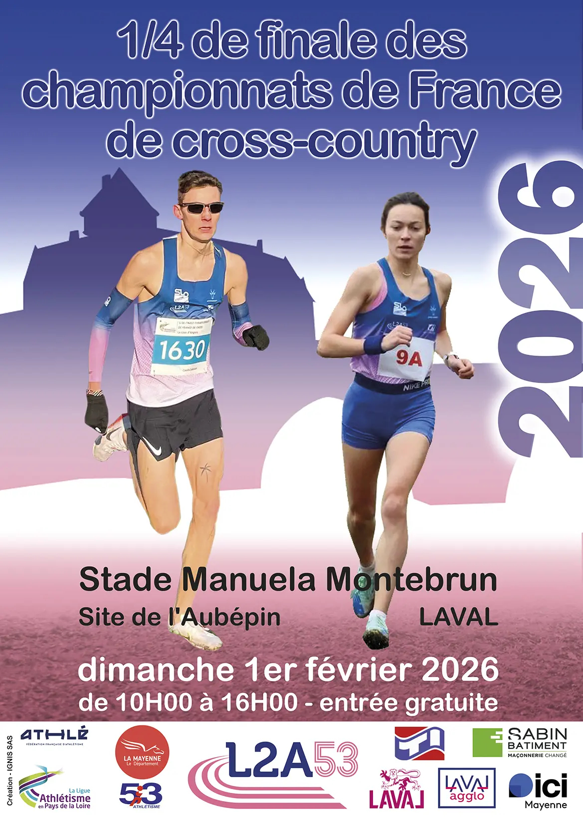 Affiche Quart de finale Chpt de France Cross-country Laval 01-03-2025
