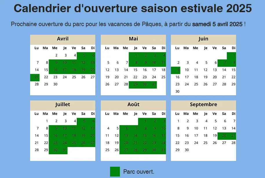 Castel'Art Spectacles Calendrier ouverture parc