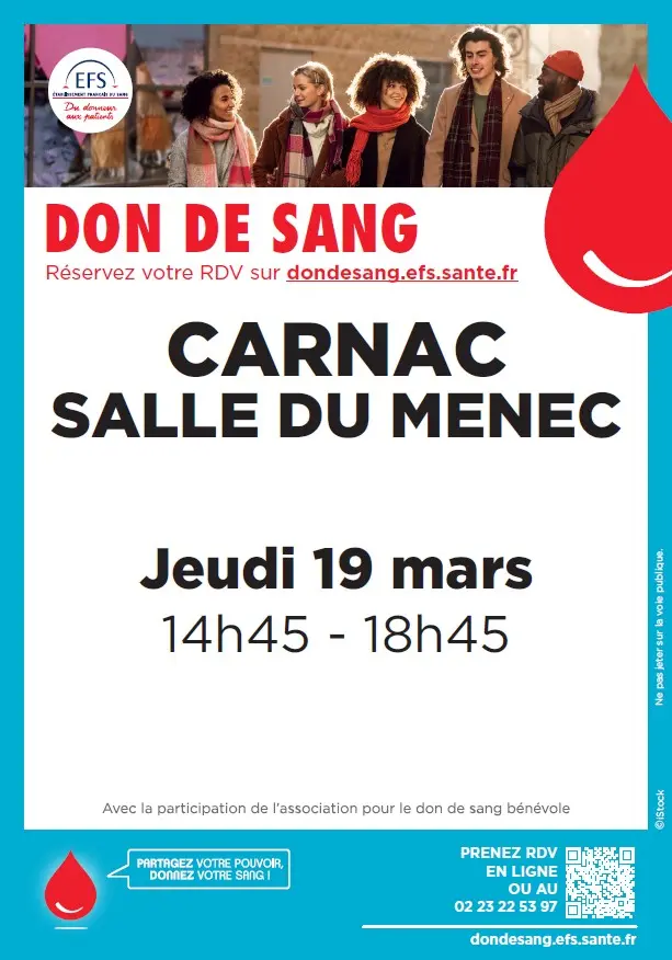 19 mars - Don du sang - salle du menec Carnac
