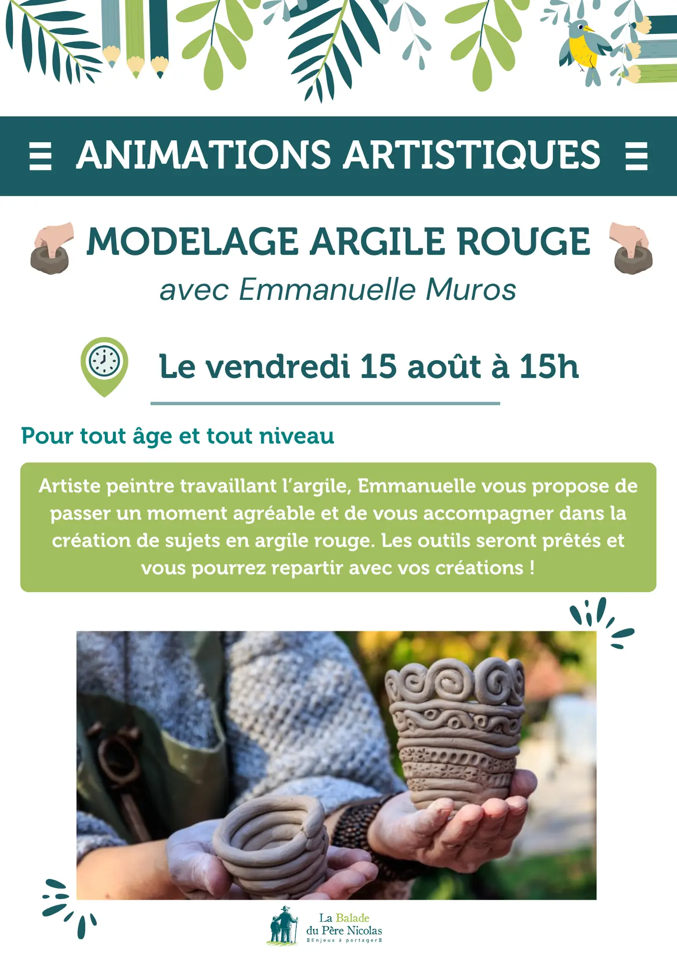 Animation modelage argile rouge