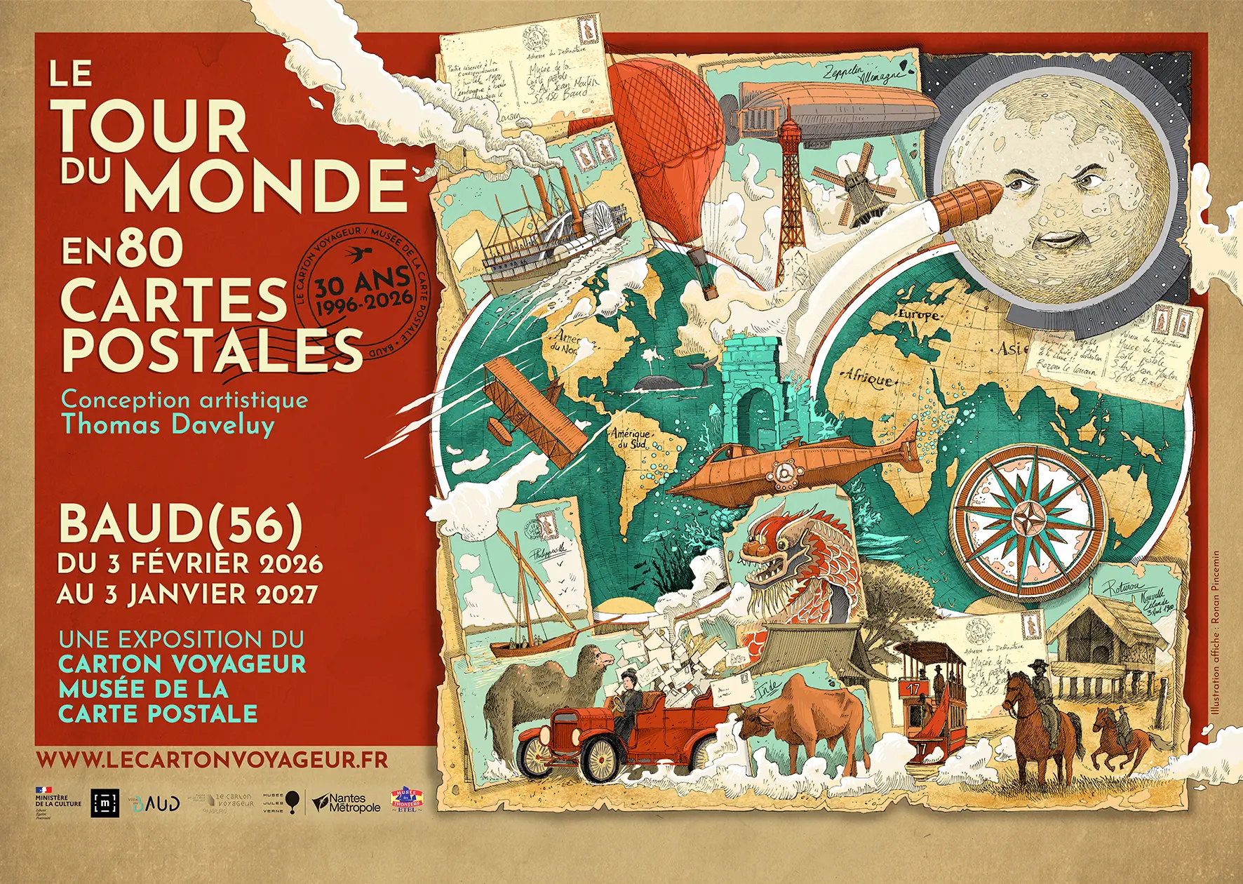 Affiche Tour du monde en 80 cartes postales