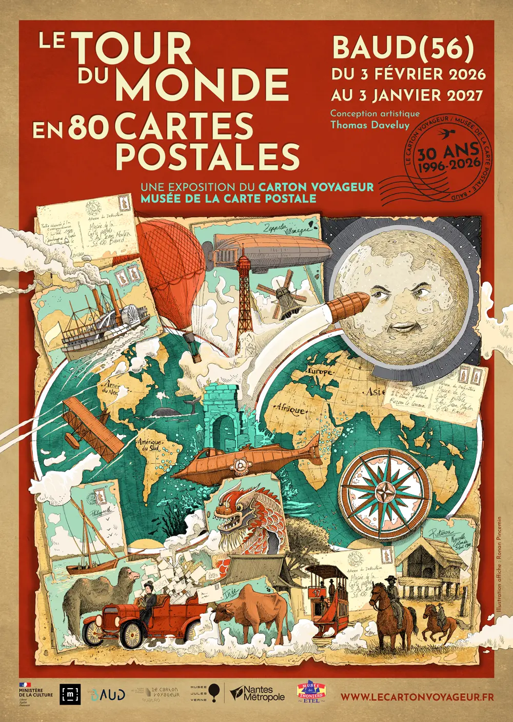 Affiche Tour du monde en 80 cartes postales