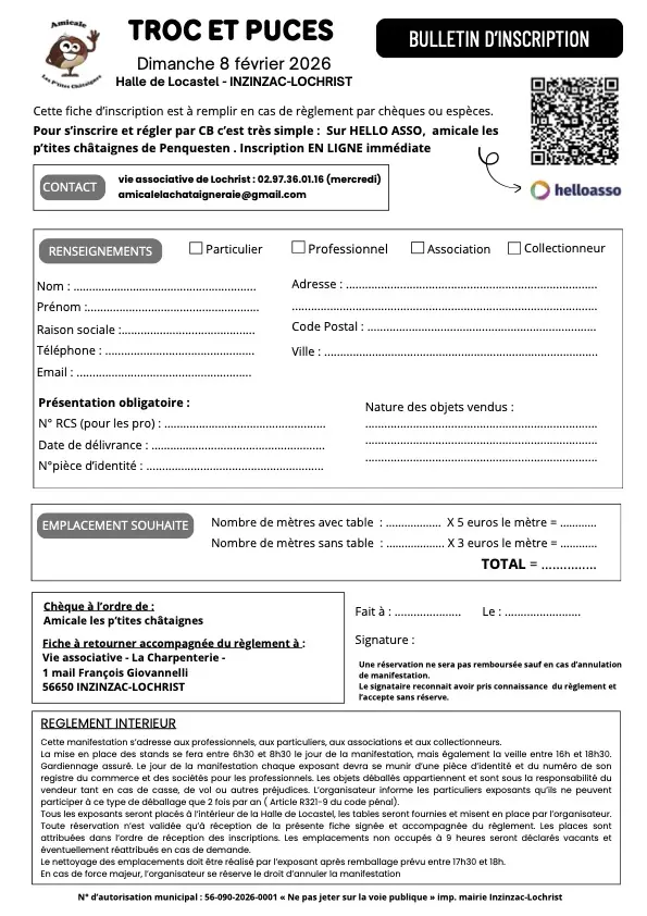 bulletin inscription