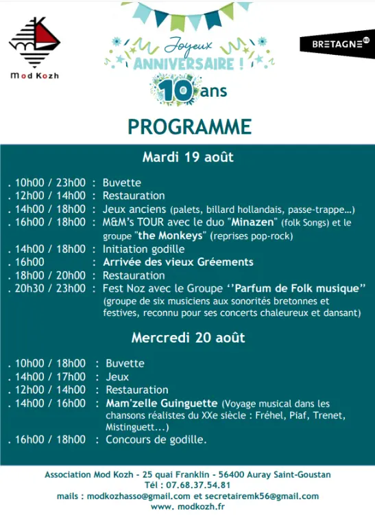 Programme Les 10 ans de Mod Kozh