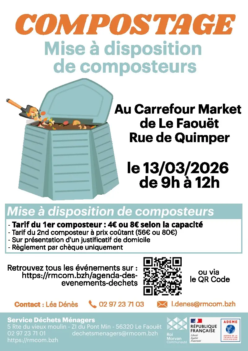 Affiche permanence de mise à disposition de composteurs Carrefour Market mars 2026