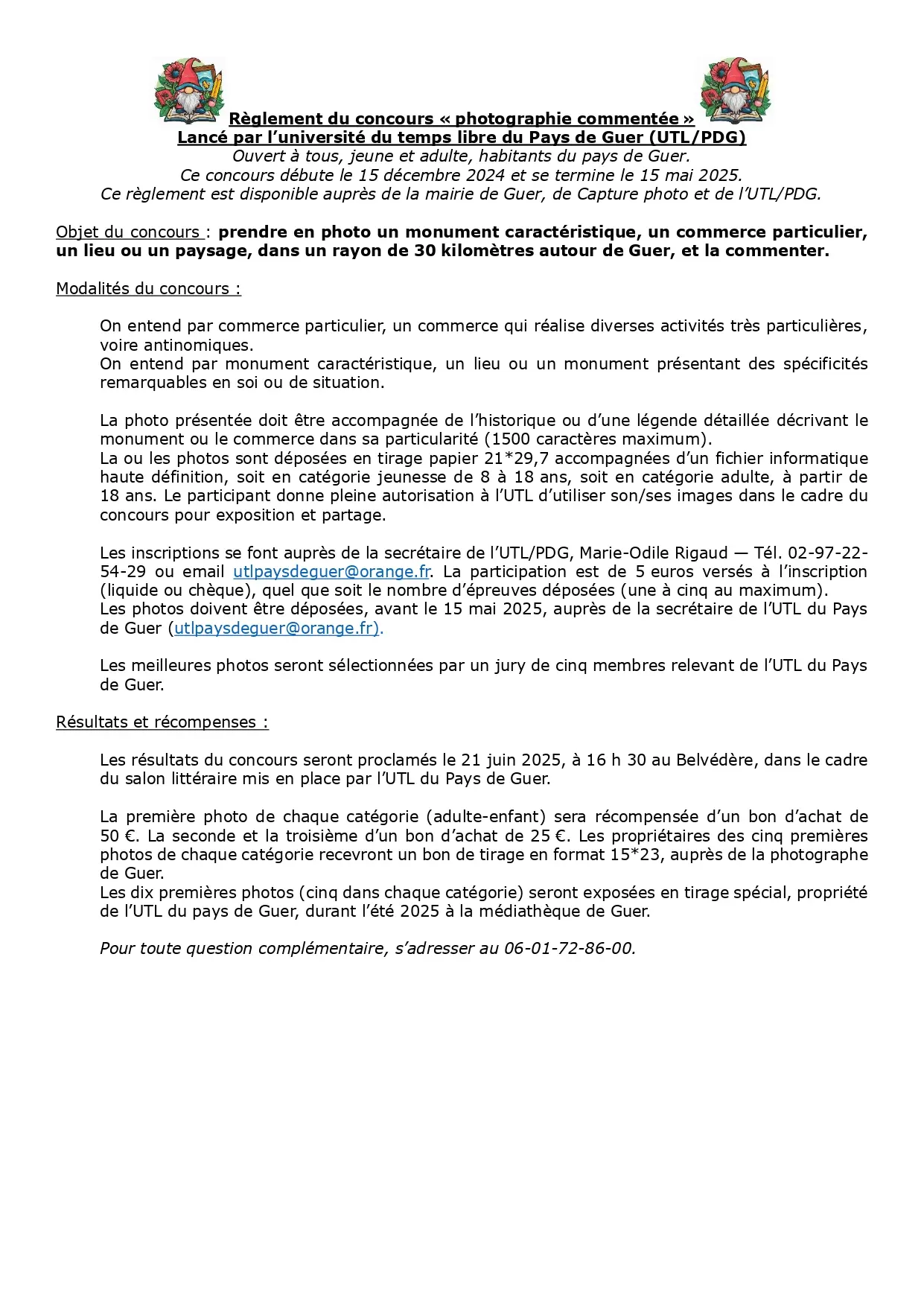 Règlement grand concours photo commentée