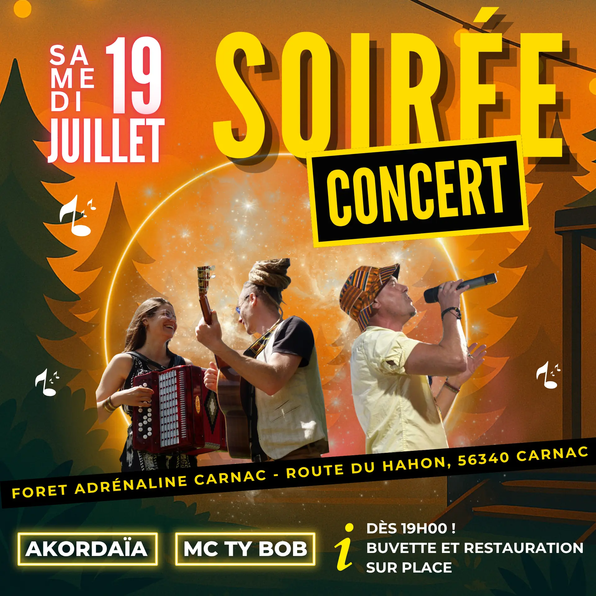 Soirée concert forêt Adrénaline