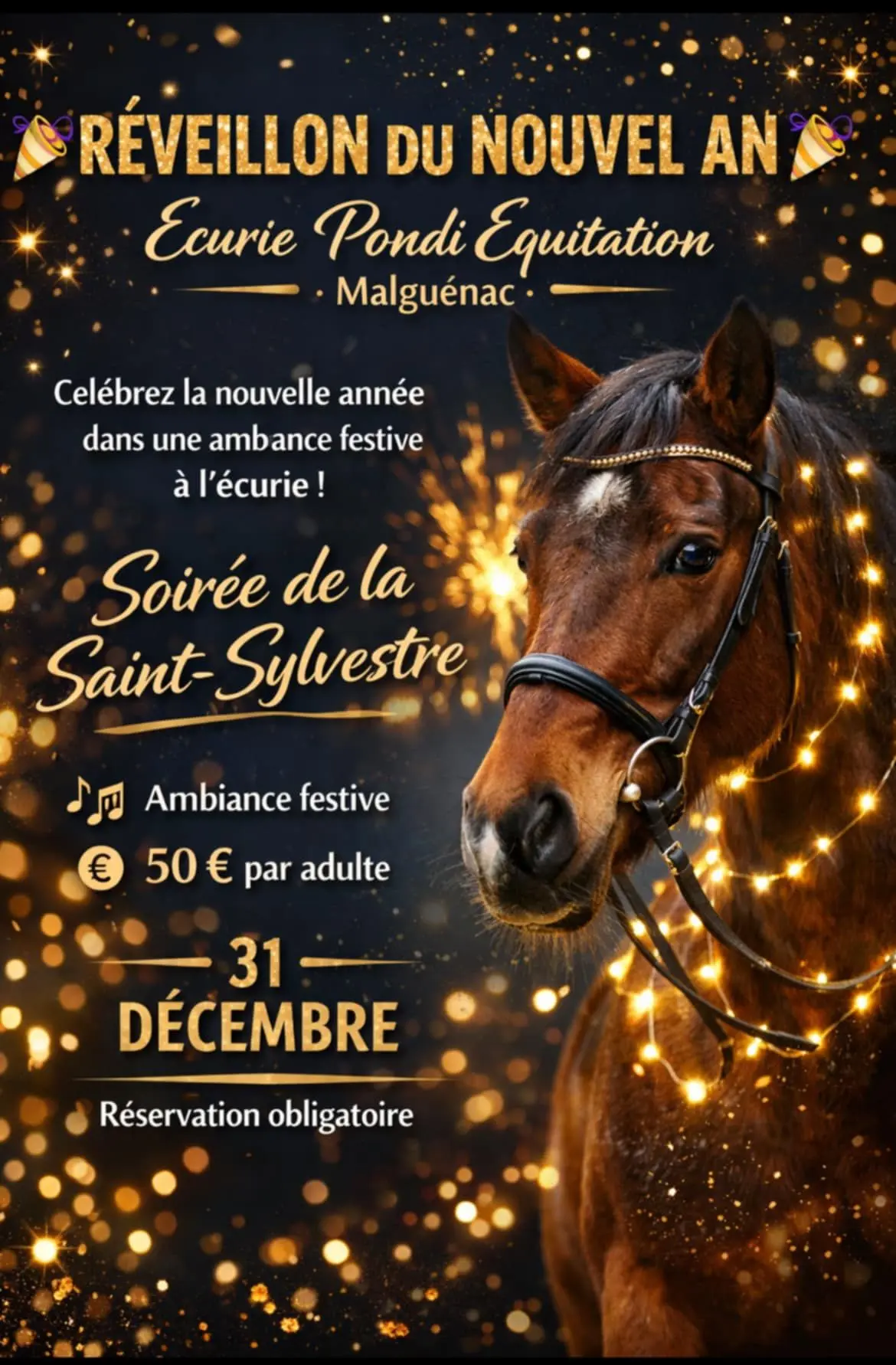 réveillon nouvel an pondi équitation