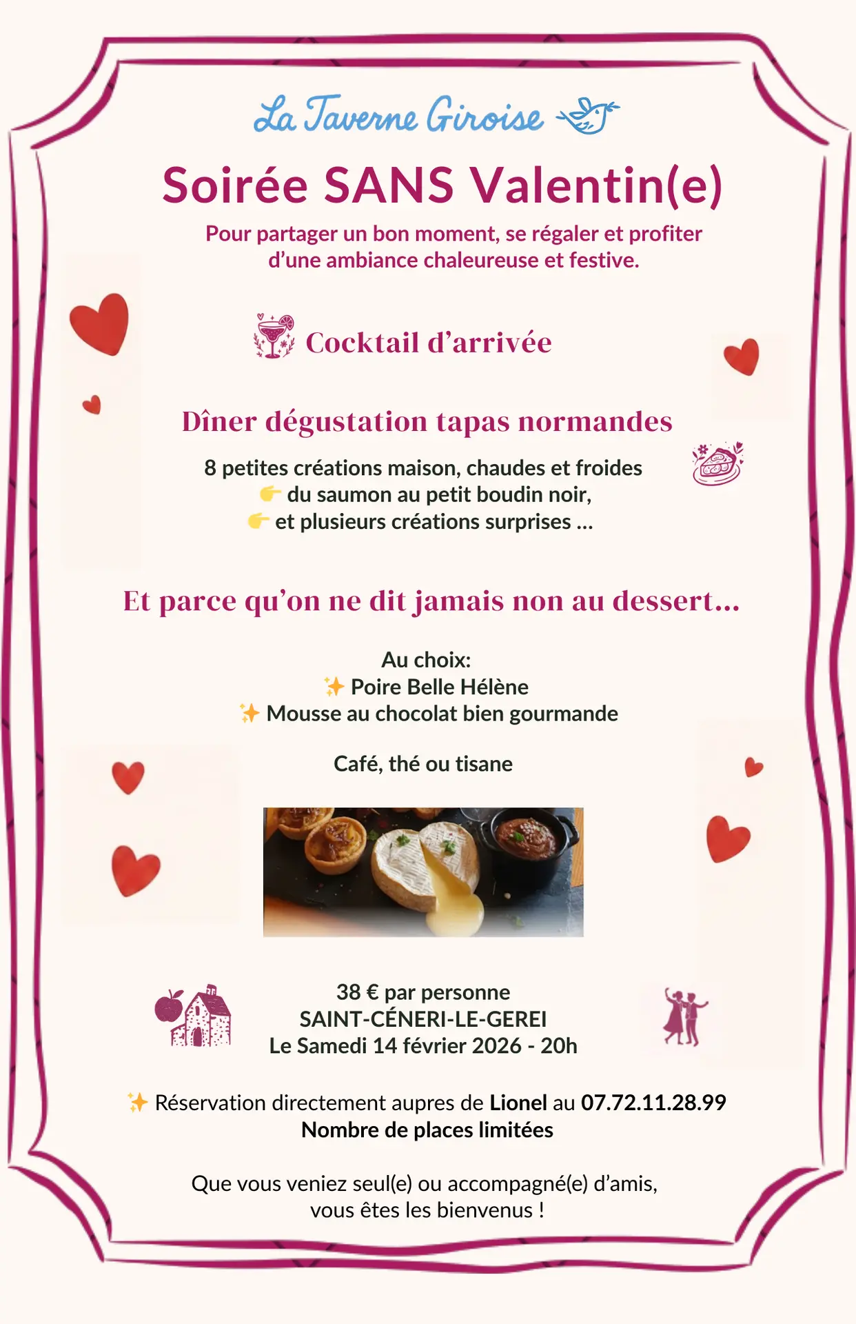 14 février soirée sans Valentine à la Taverne giroise