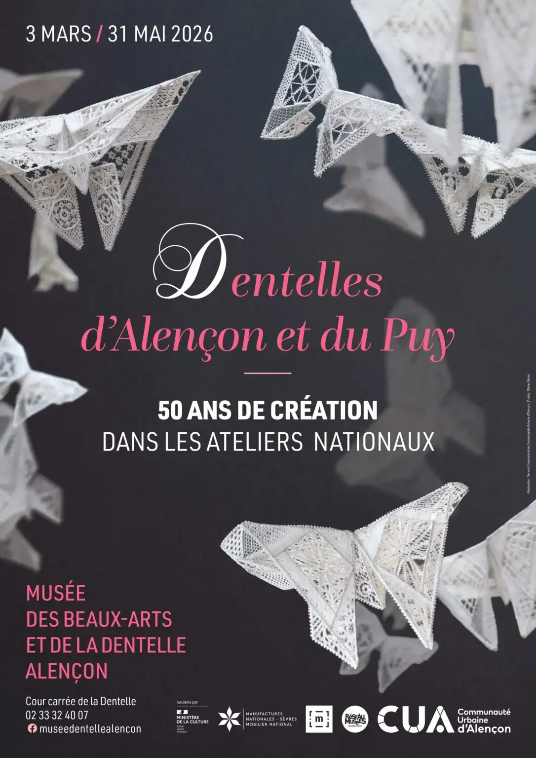3 marsd au 31 mai Affiche Expo temporaire Dentelles d'Alençon et du Puy