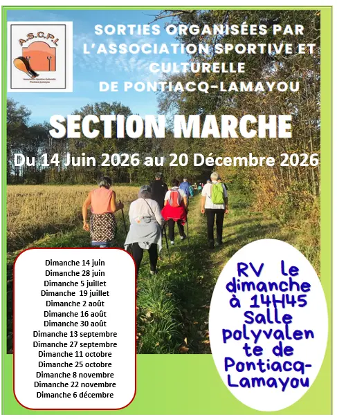 Calendrier 2026 marches Pontiacq 2