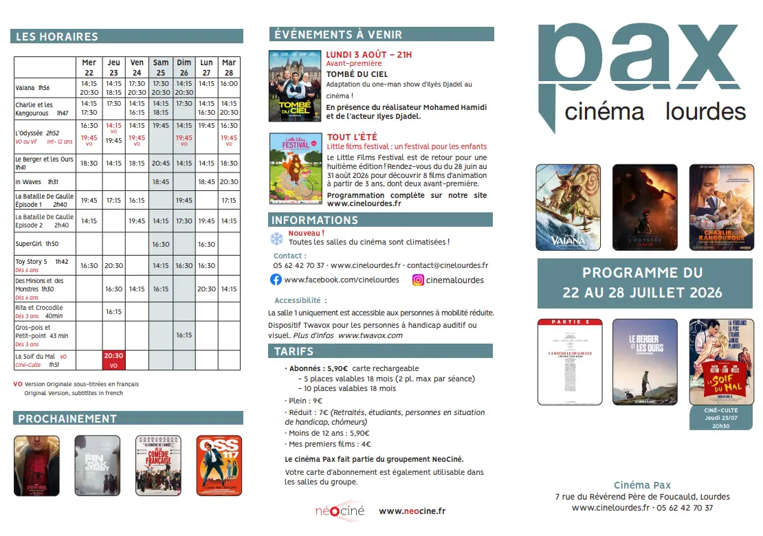 Programme du 22 au 28 juillet 2026