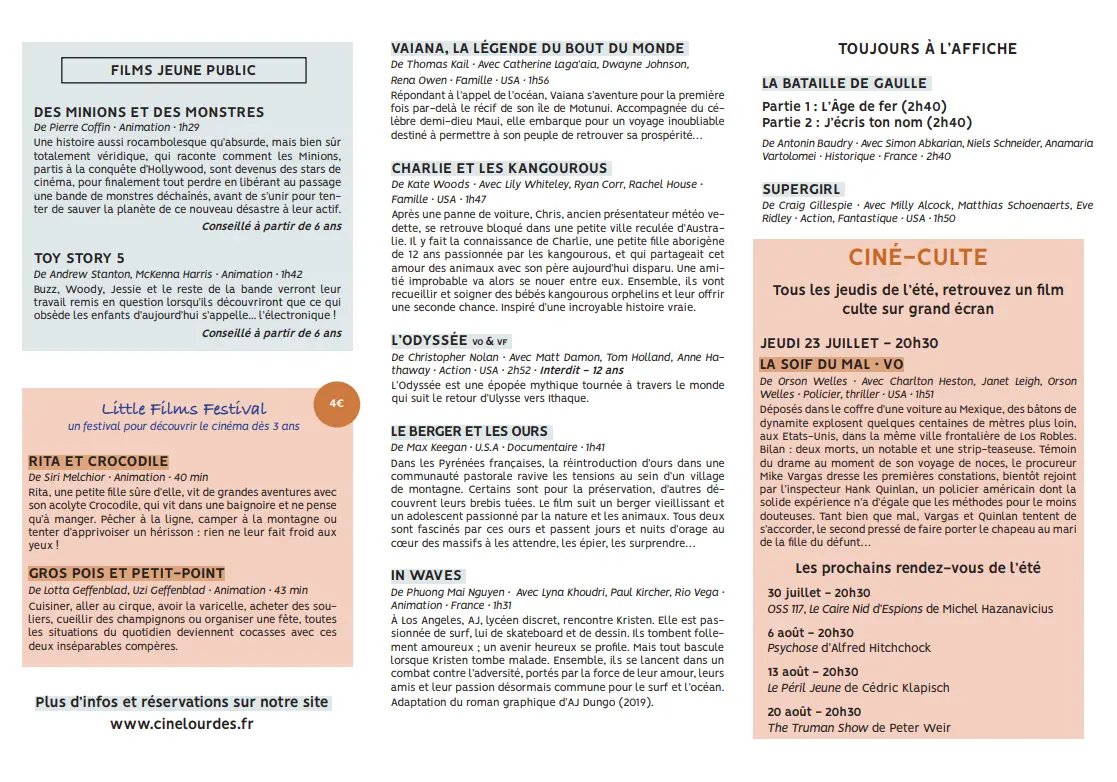 Programme du 22 au 28 juillet 2026