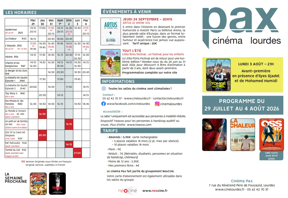 Programme du 29 juillet au 4 août