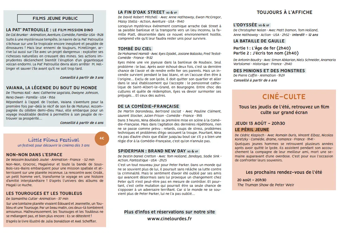 Programme cinéma pax