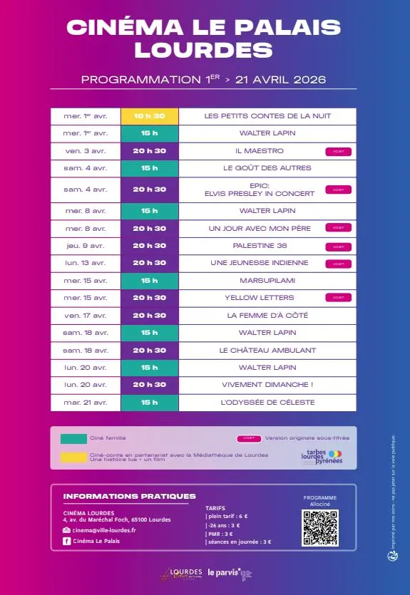 Cinéma Le Palais 1er au 21 avril