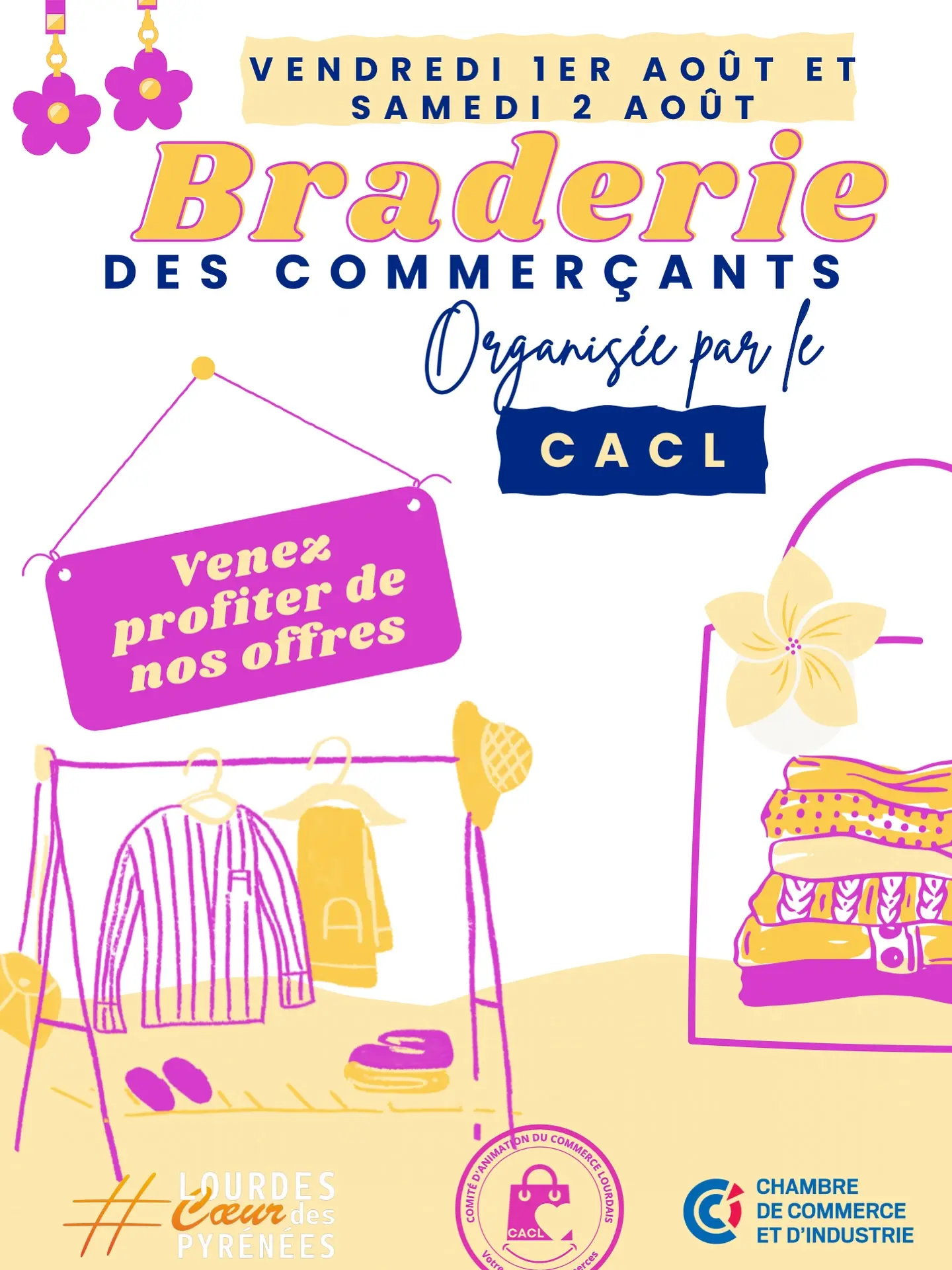 Lourdes centre-ville braderie des commerçants août 2025