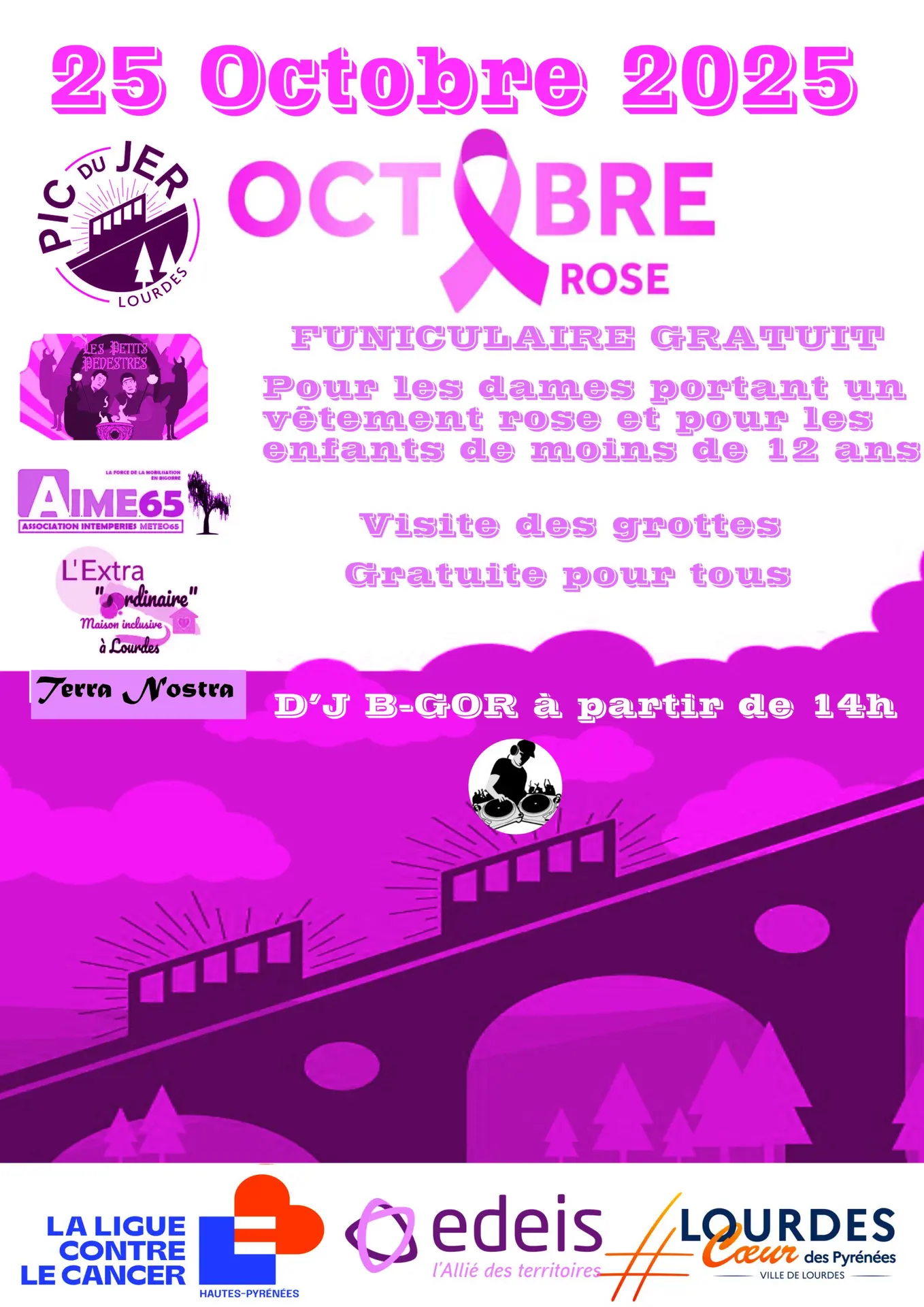 Lourdes funiculaire pic du Jer octobre rose 25 octobre 2025
